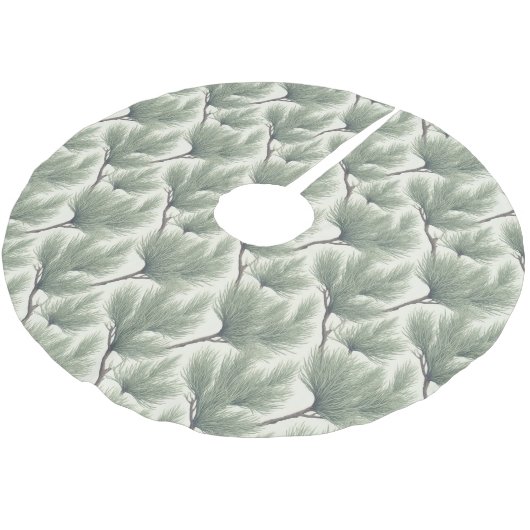 Seamless Tamarix Acacia Tree Leaf Pattern ブラッシュドポリエステルツリースカート (アングル)