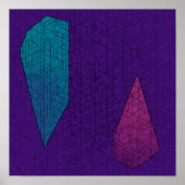 Seamless Teal and Magenta Geometric Pattern ポスター (正面)