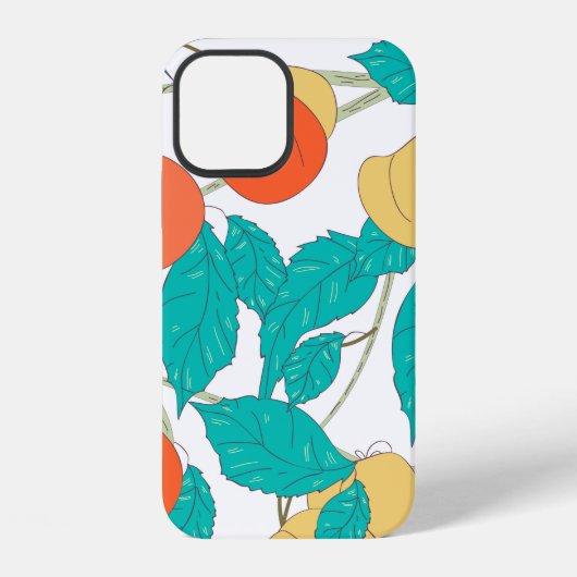 Seamless texture with fruits and leafs iPhoneケース (裏面)