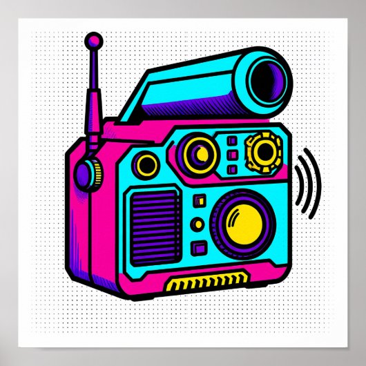 Seamless Tiling Pop Art Block Fabric and Wrapping  ポスター (正面)