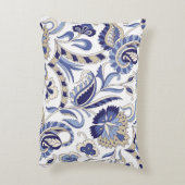Seamless traditional Indian blue paisley patternpa アクセントクッション (裏面(縦))
