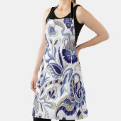 Seamless traditional Indian blue paisley patternpa エプロン (インサイチュ)