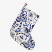 Seamless traditional Indian blue paisley patternpa スモールクリスマスストッキング (正面 (吊り時))
