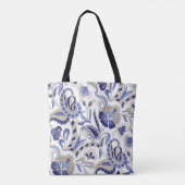 Seamless traditional Indian blue paisley patternpa トートバッグ (裏面)
