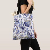 Seamless traditional Indian blue paisley patternpa トートバッグ (クローズアップ)