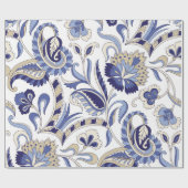 Seamless traditional Indian blue paisley patternpa ラッピングペーパー (フラット)