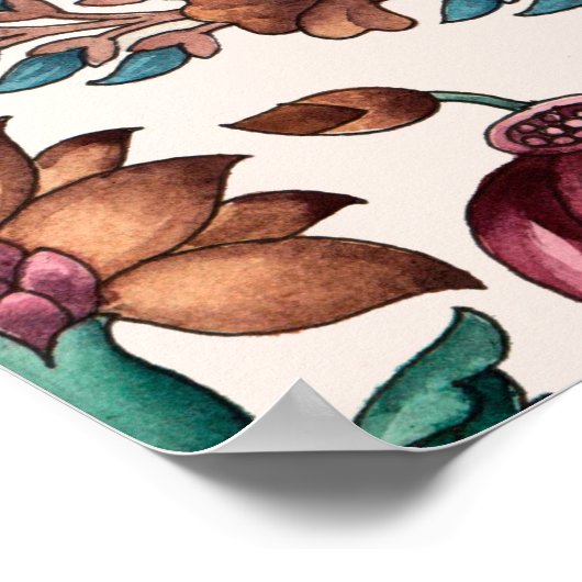 Seamless Traditional Mughalart,pattern,floral,flow ポスター (角)