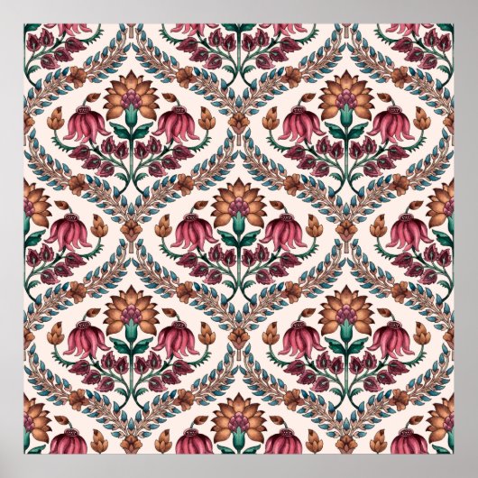 Seamless Traditional Mughalart,pattern,floral,flow ポスター (正面)