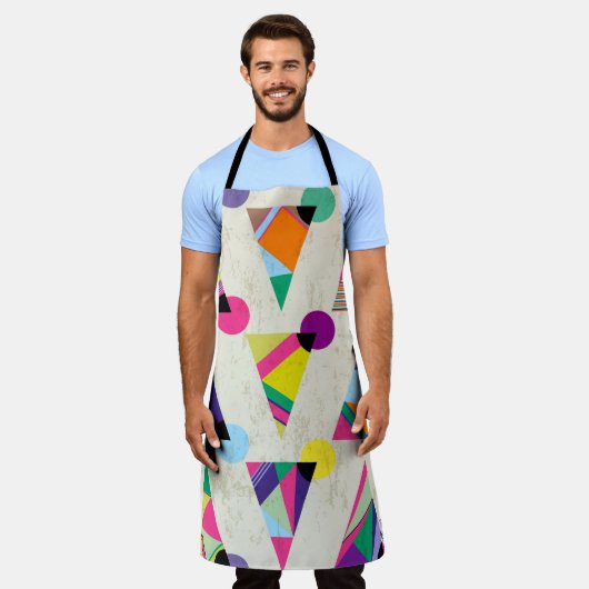 seamless triangle pattern background, hipster retr エプロン (着用した状態)