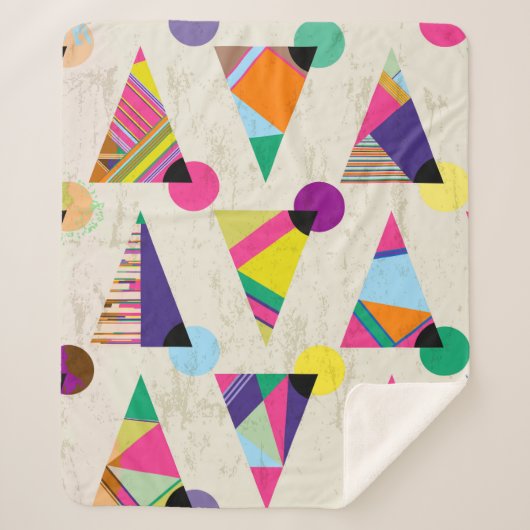 seamless triangle pattern background, hipster retr シェルパブランケット (正面)