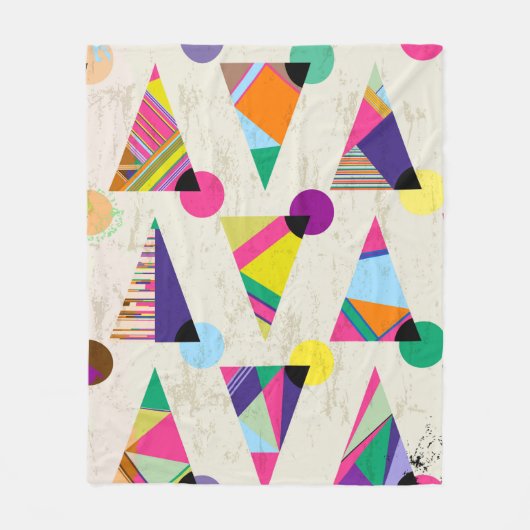 seamless triangle pattern background, hipster retr フリースブランケット (正面)