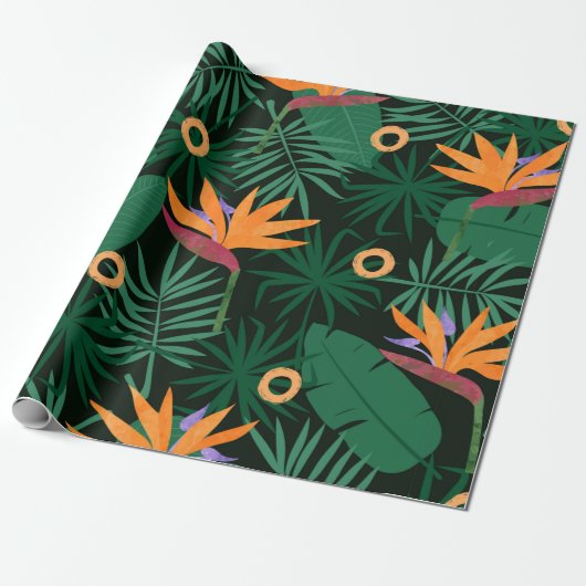 Seamless tropic pattern with strelitzia flowers an ラッピングペーパー (アンロールド)