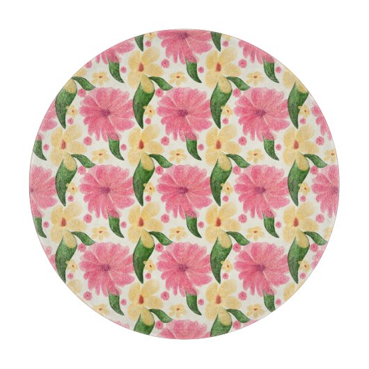 Seamless tropical floral pattern  カッティングボード (正面)