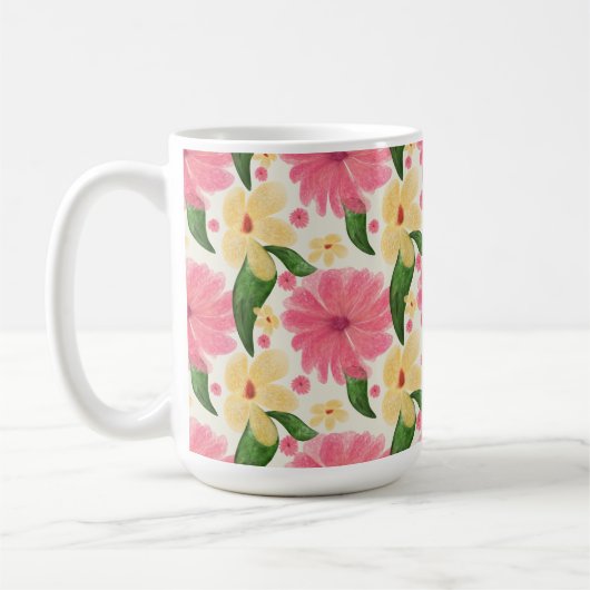 Seamless tropical floral pattern  コーヒーマグカップ (左)