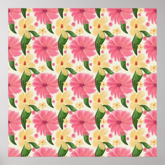Seamless tropical floral pattern  ポスター (正面)