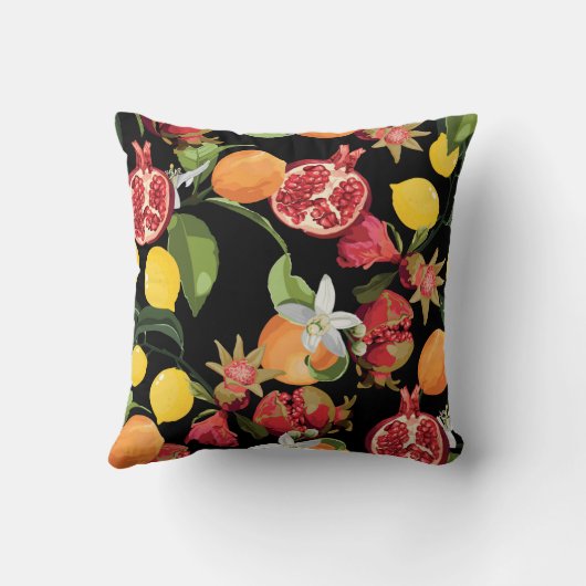 Seamless Tropical Fruits Pattern. Exotic Backgroun クッション (裏面)