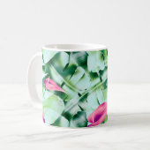 Seamless tropical leaves pattern background, retro コーヒーマグカップ (正面左)