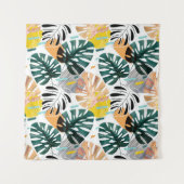 Seamless tropical pattern. Green leaves of a palm  タペストリー (正面(横))
