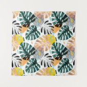 Seamless tropical pattern. Green leaves of a palm  タペストリー (正面)
