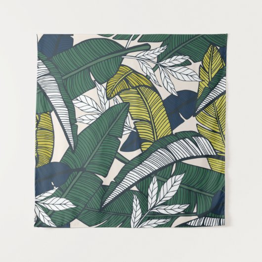 Seamless tropical pattern with banana leaves. Hand タペストリー (正面)