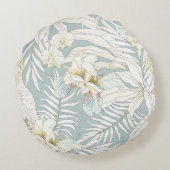 Seamless tropical pattern with flowers Orchid,  Fl ラウンドクッション (裏面)