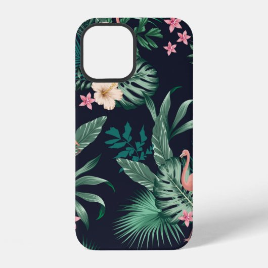 seamless tropical pattern with lush foliage, flow iPhoneケース (裏面)