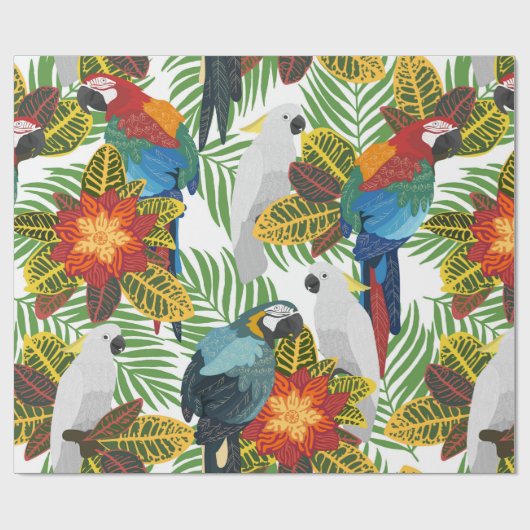 Seamless tropical pattern with parrots.  ラッピングペーパー (フラット)