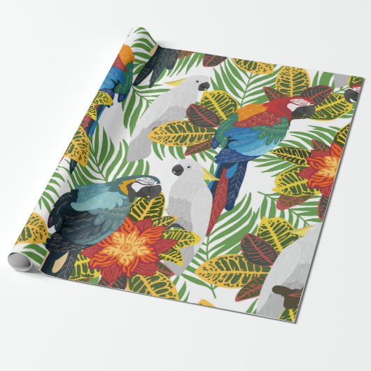 Seamless tropical pattern with parrots.  ラッピングペーパー (アンロールド)
