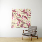 Seamless tropical pattern with pink flamingo, leav タペストリー (インサイチュ(横))