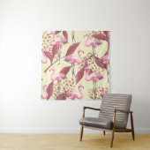 Seamless tropical pattern with pink flamingo, leav タペストリー (インサイチュ)