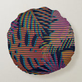 Seamless tropical pattern with tropical plants. Ha ラウンドクッション (裏面)