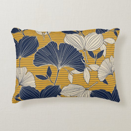 Seamless tropical plant and leaf pattern backgroun アクセントクッション (正面)
