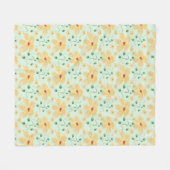 Seamless tropical yellow floral pattern  フリースブランケット (正面(横))