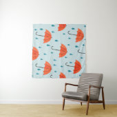 Seamless umbrellas and rain drops pattern. Waterco タペストリー (インサイチュ(横))