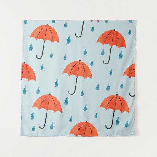 Seamless umbrellas and rain drops pattern. Waterco タペストリー (正面)