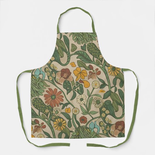 Seamless vintage botanical pattern  エプロン (正面)
