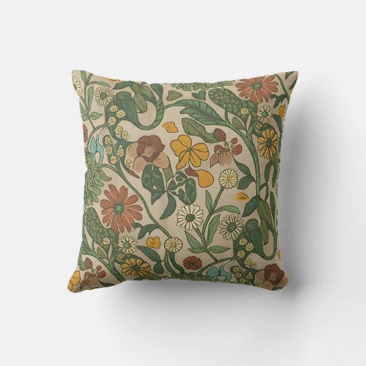 Seamless vintage botanical pattern  クッション (裏面)