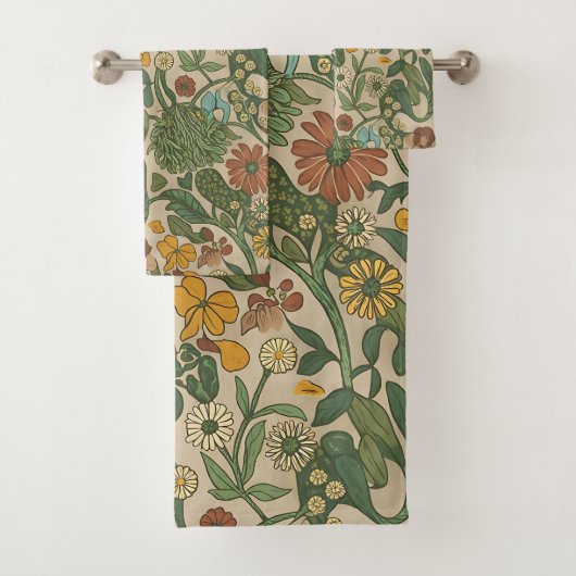 Seamless vintage botanical pattern  バスタオルセット (インサイチュ)