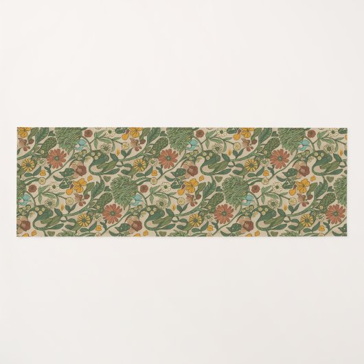 Seamless vintage botanical pattern  ヨガマット (正面(横))