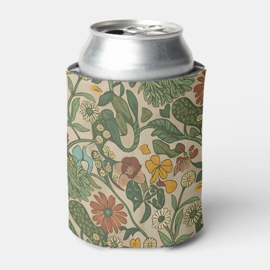 Seamless vintage botanical pattern  缶クーラー (缶正面)