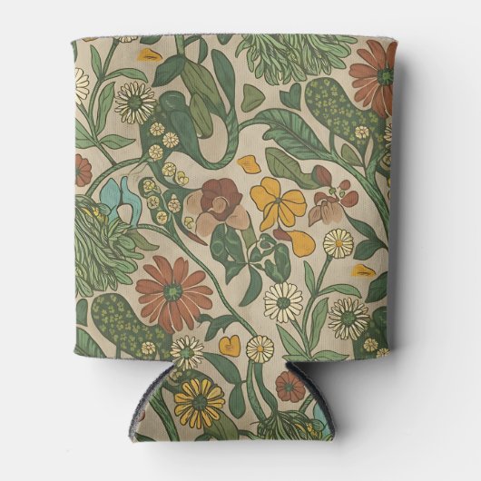 Seamless vintage botanical pattern  缶クーラー (正面)