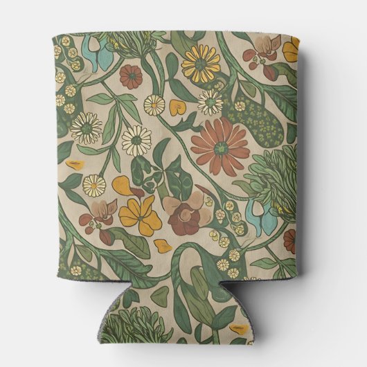 Seamless vintage botanical pattern  缶クーラー (裏面)