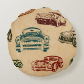 Seamless vintage car background. ラウンドクッション (裏面)