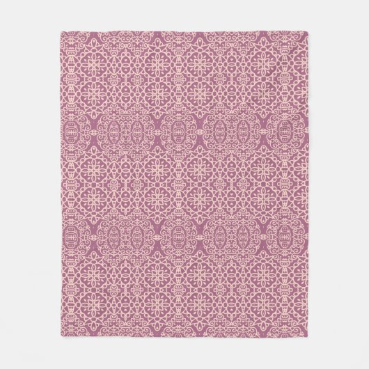 Seamless vintage laced beige - lilac background フリースブランケット (正面)