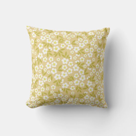 Seamless vintage pattern abstract. Cute white flow クッション (正面)
