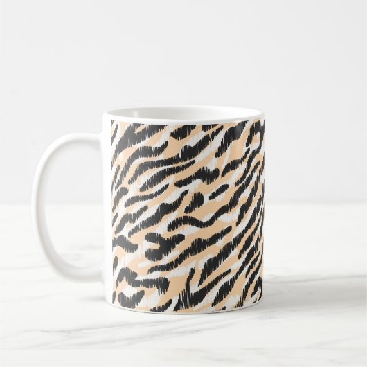 Seamless vintage scribble zebra leopard fur patter コーヒーマグカップ (左)