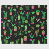 Seamless watercolor cactuses plant pattern backgro ラッピングペーパー (フラット)