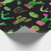 Seamless watercolor cactuses plant pattern backgro ラッピングペーパー (角)