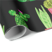 Seamless watercolor cactuses plant pattern backgro ラッピングペーパー (ロールコーナー)