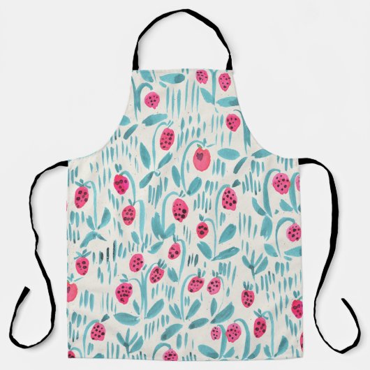 Seamless watercolor floral pattern on paper textur エプロン (正面)